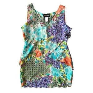 MetroStyle Tunic, Womens 8 Colorful Floral Paisley Print Sleeveless Top Blouse